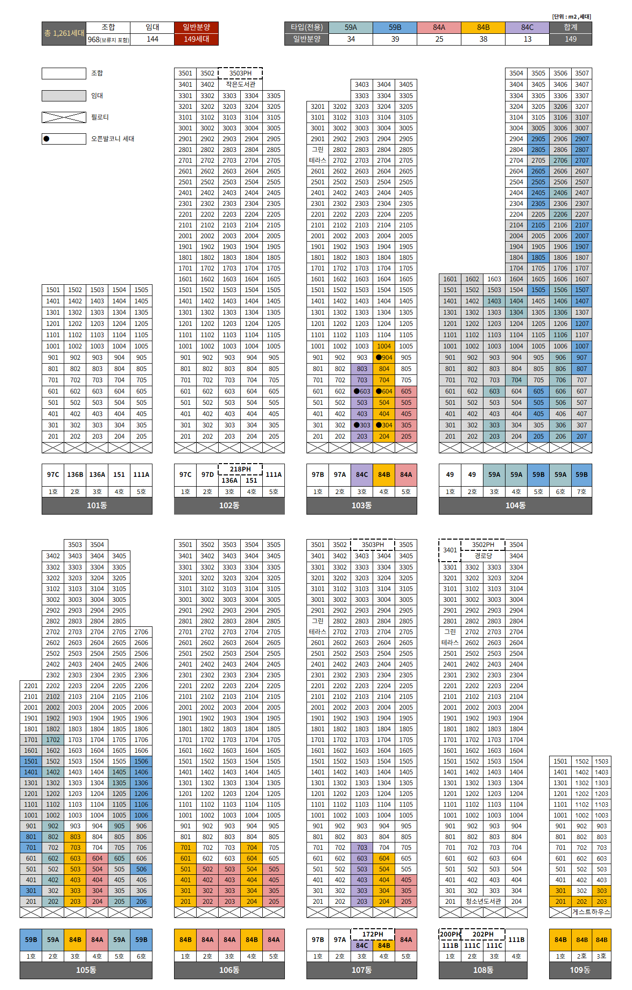 청담 르엘 동 호수표